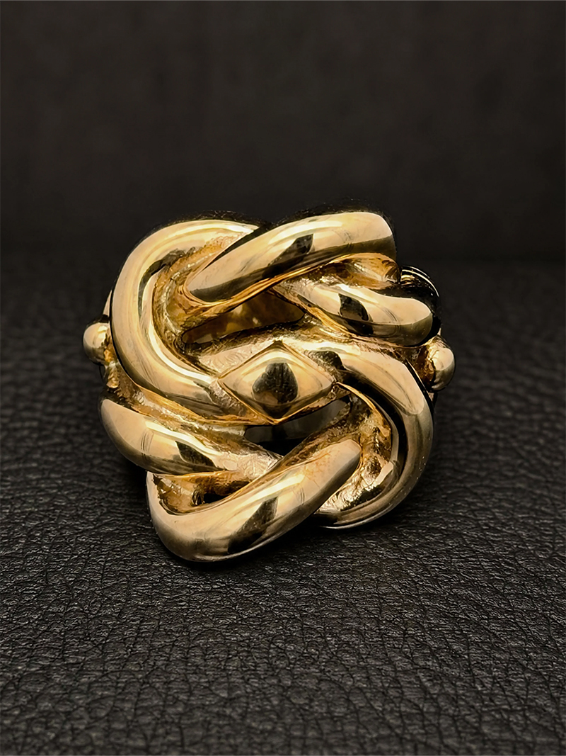 Bague ouverte avec deux galets/gouttes d'eau asymétriques lisses