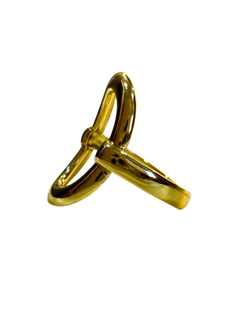 Bague étrier / maillon allongé d'inspiration équestre/architecturale