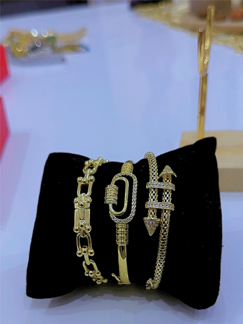 Trio Doré Strass & Flèche Sculpturale